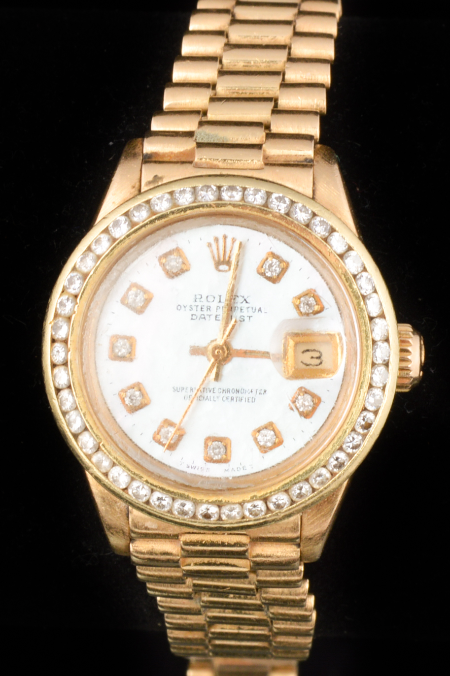 Rolex President Ladies 18K Yellow Gold Diamond Watch