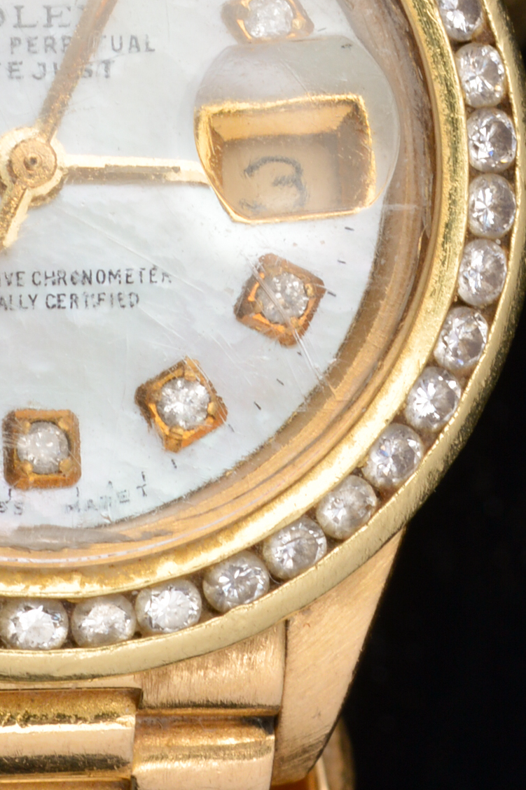 Rolex President Ladies 18K Yellow Gold Diamond Watch