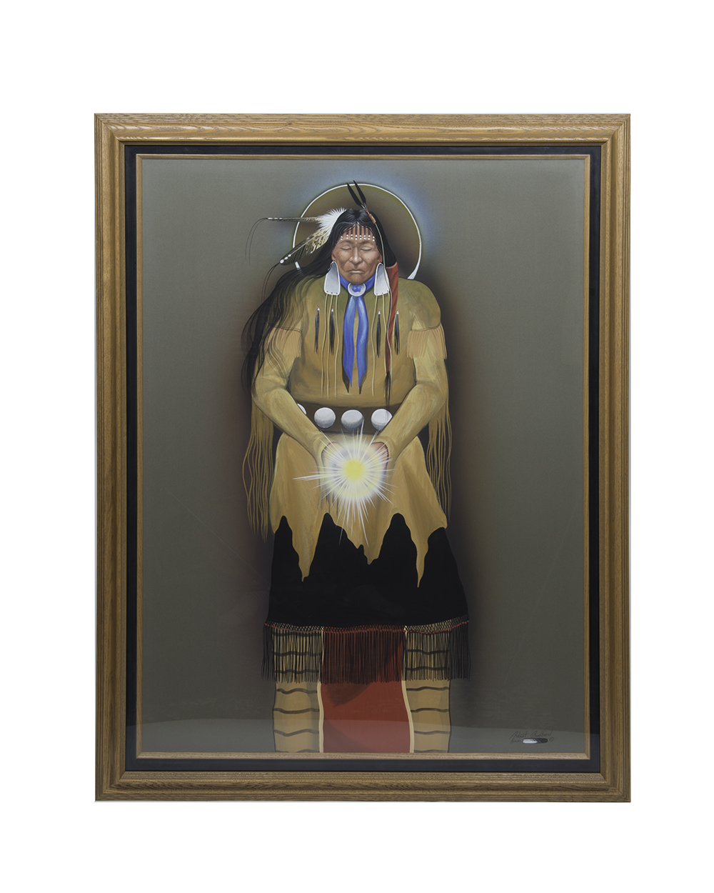 Robert Redbird "Kiowa Man" Mixed Media on Paper