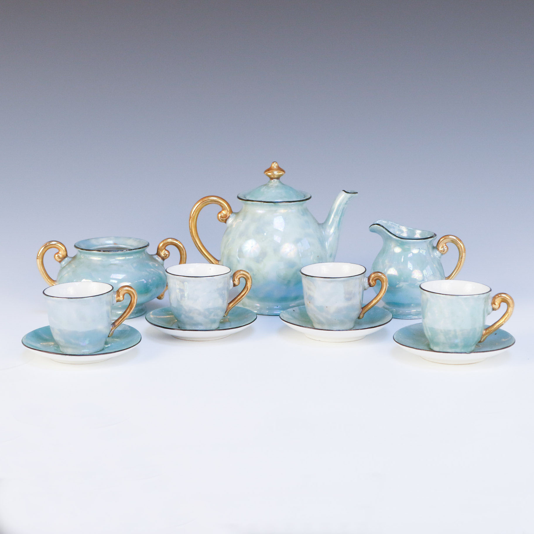 Czech-Slovakia Phoenix China Lusterware Miniature Tea Set