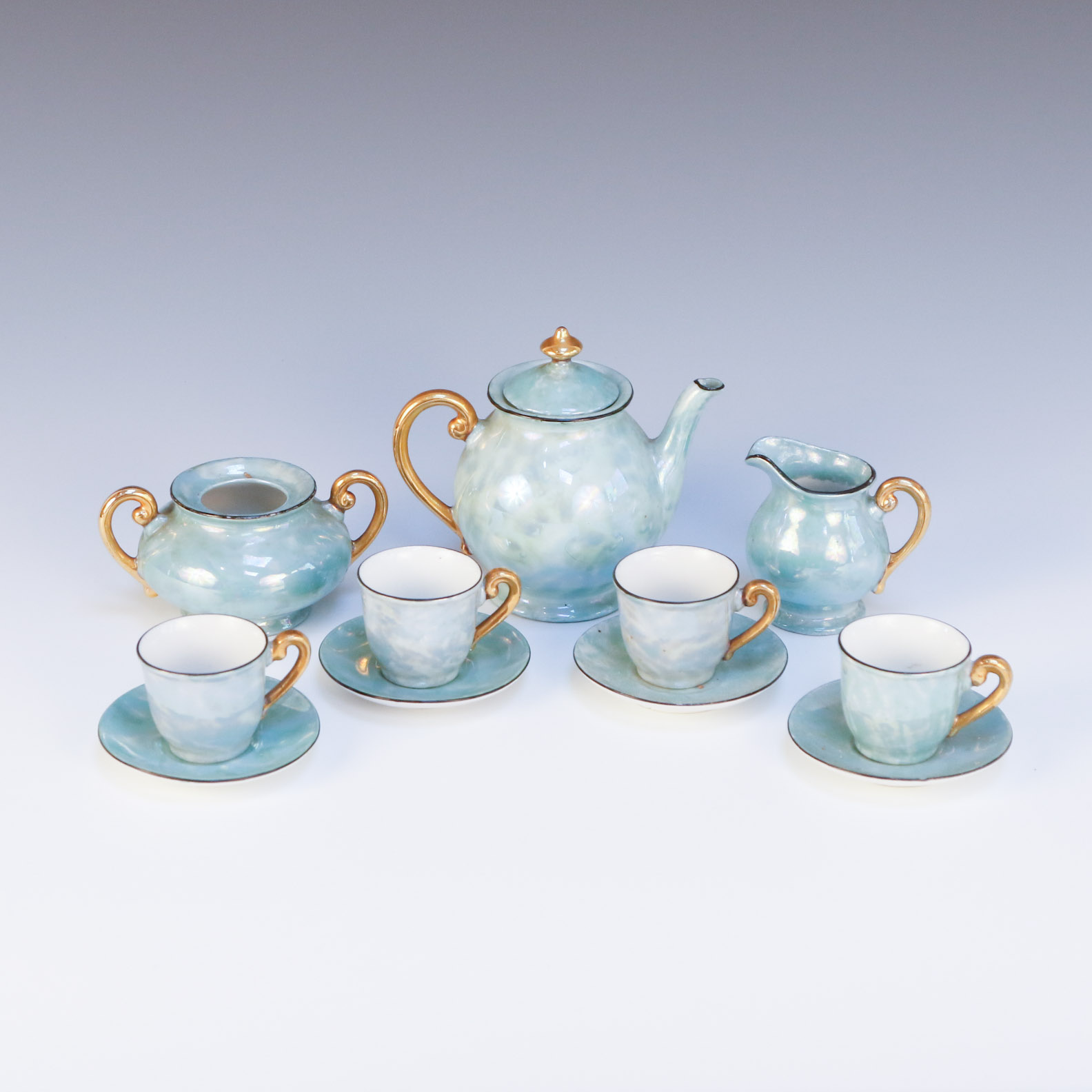 Czech-Slovakia Phoenix China Lusterware Miniature Tea Set