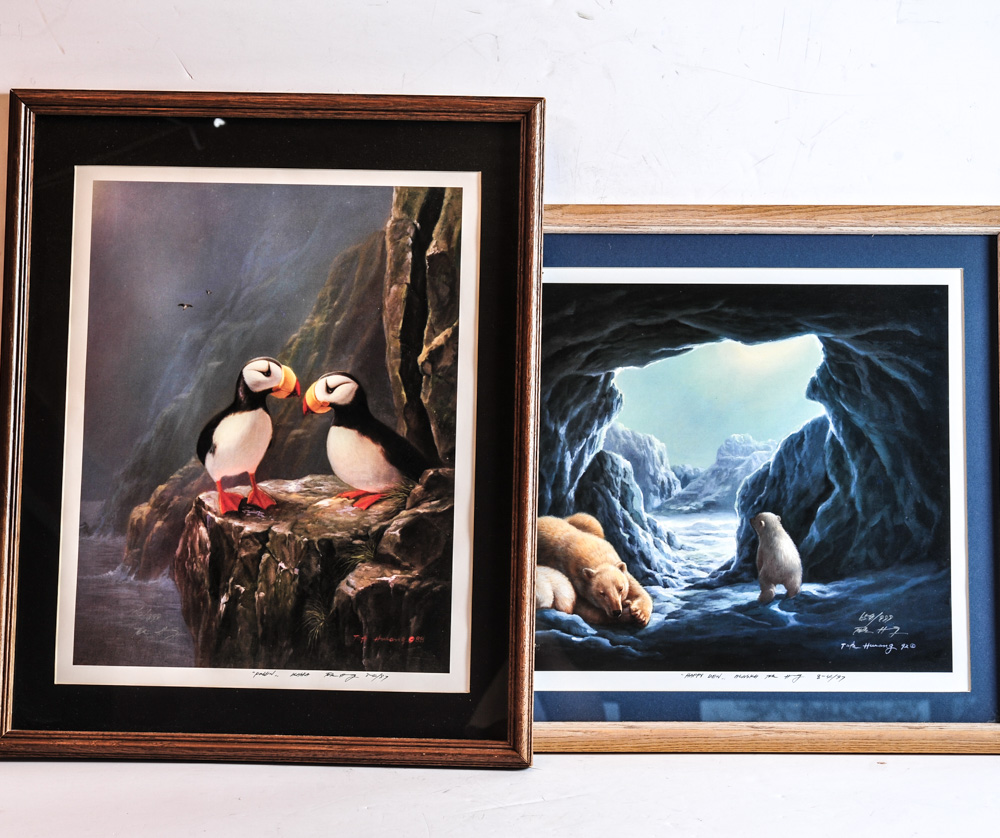 Pair of Tok Hwang Signed Limited Edition Lithgraphs