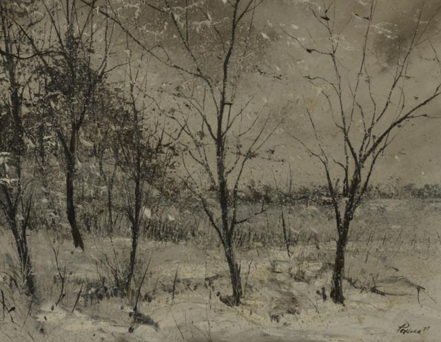 Steve Perucca Original Oil on Canvas Winter Landscape