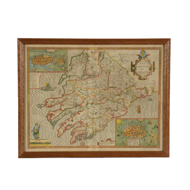 John Speed Original 1676 Map "The Province of Mounster"