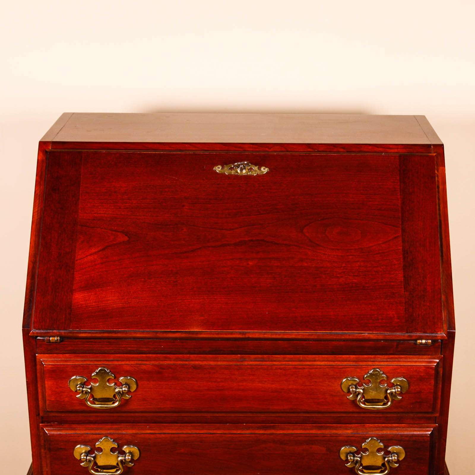 Cherry Queen Anne Style Drop Front Secretary Desk