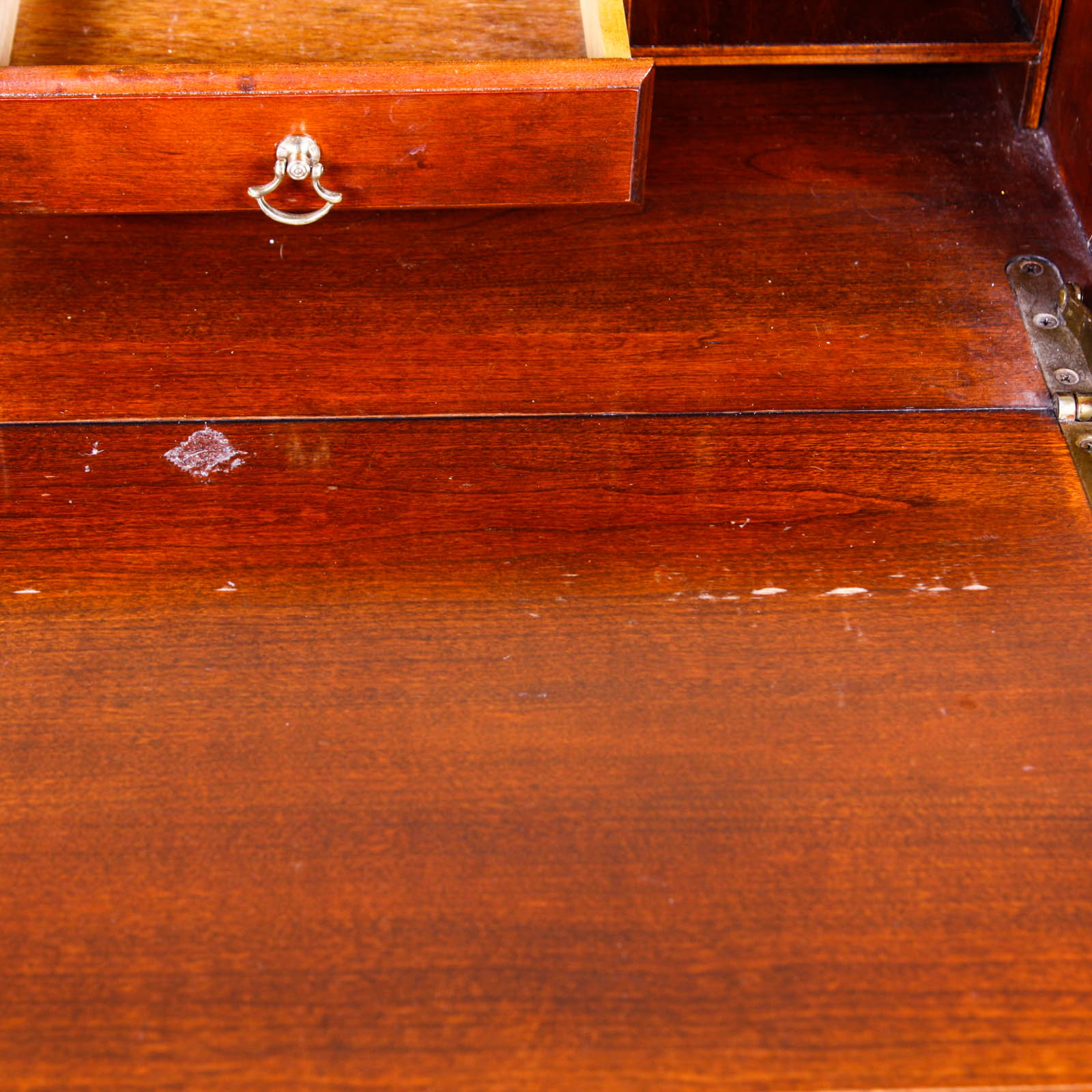 Cherry Queen Anne Style Drop Front Secretary Desk