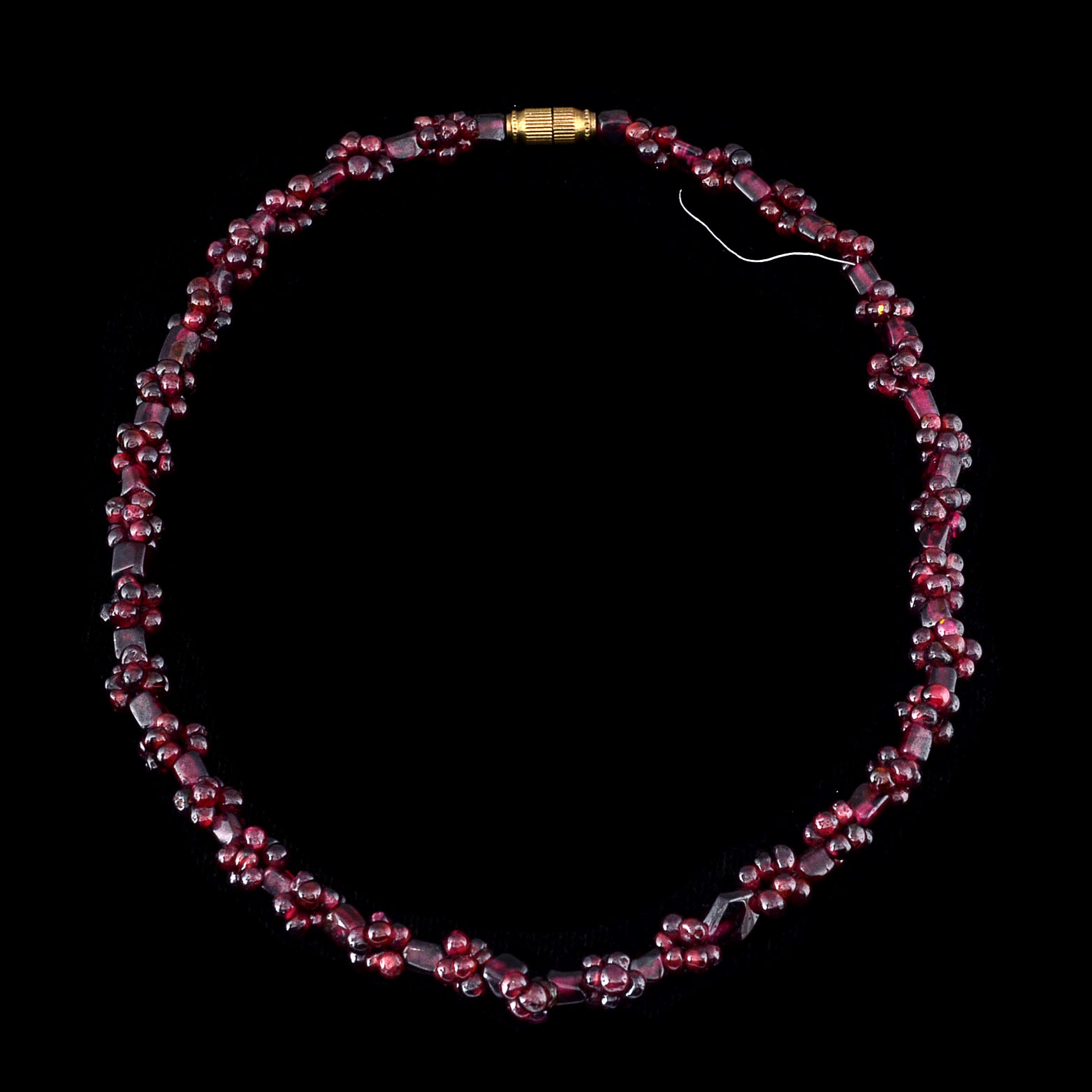 Vintage 15" Garnet Cluster Beaded Necklace