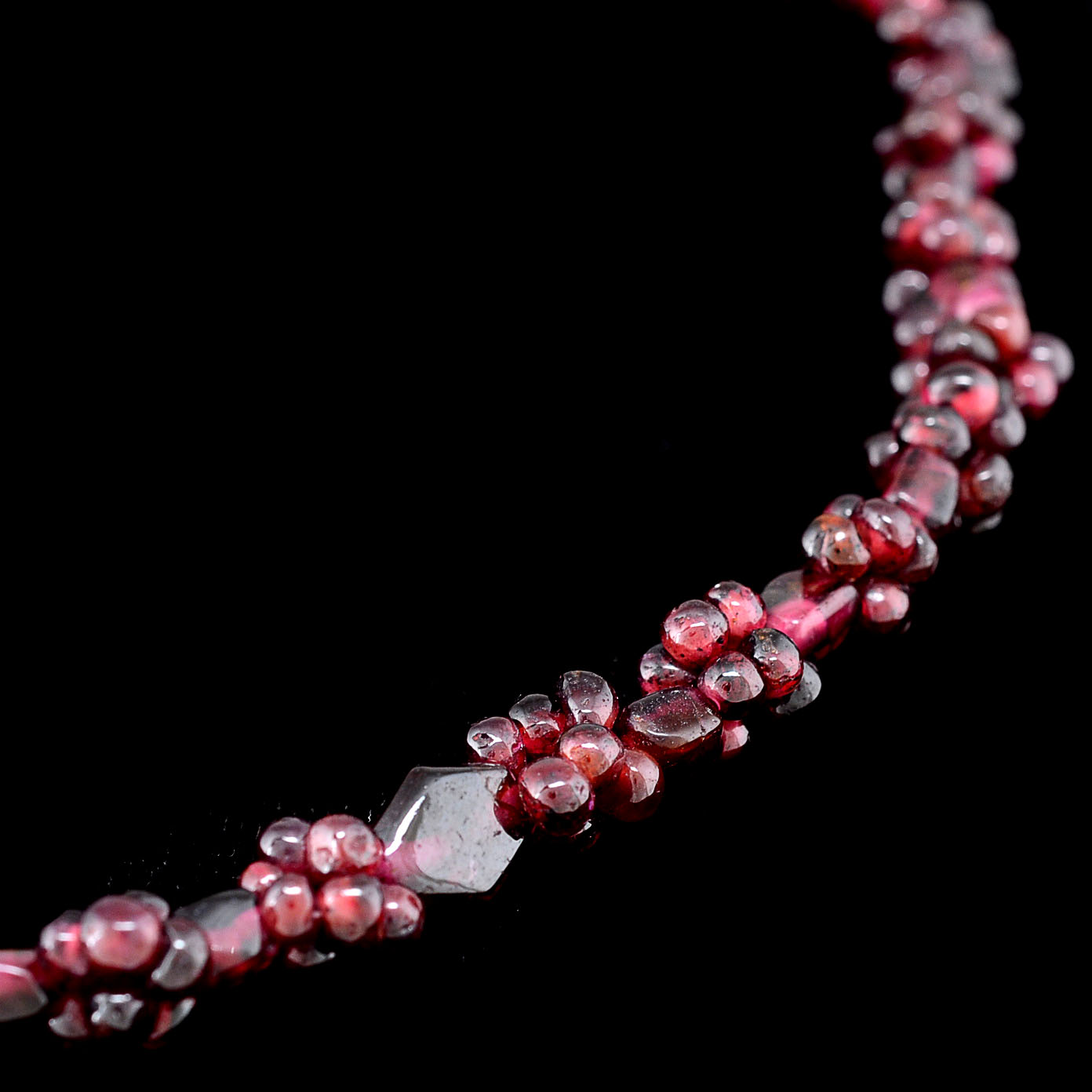 Vintage 15" Garnet Cluster Beaded Necklace