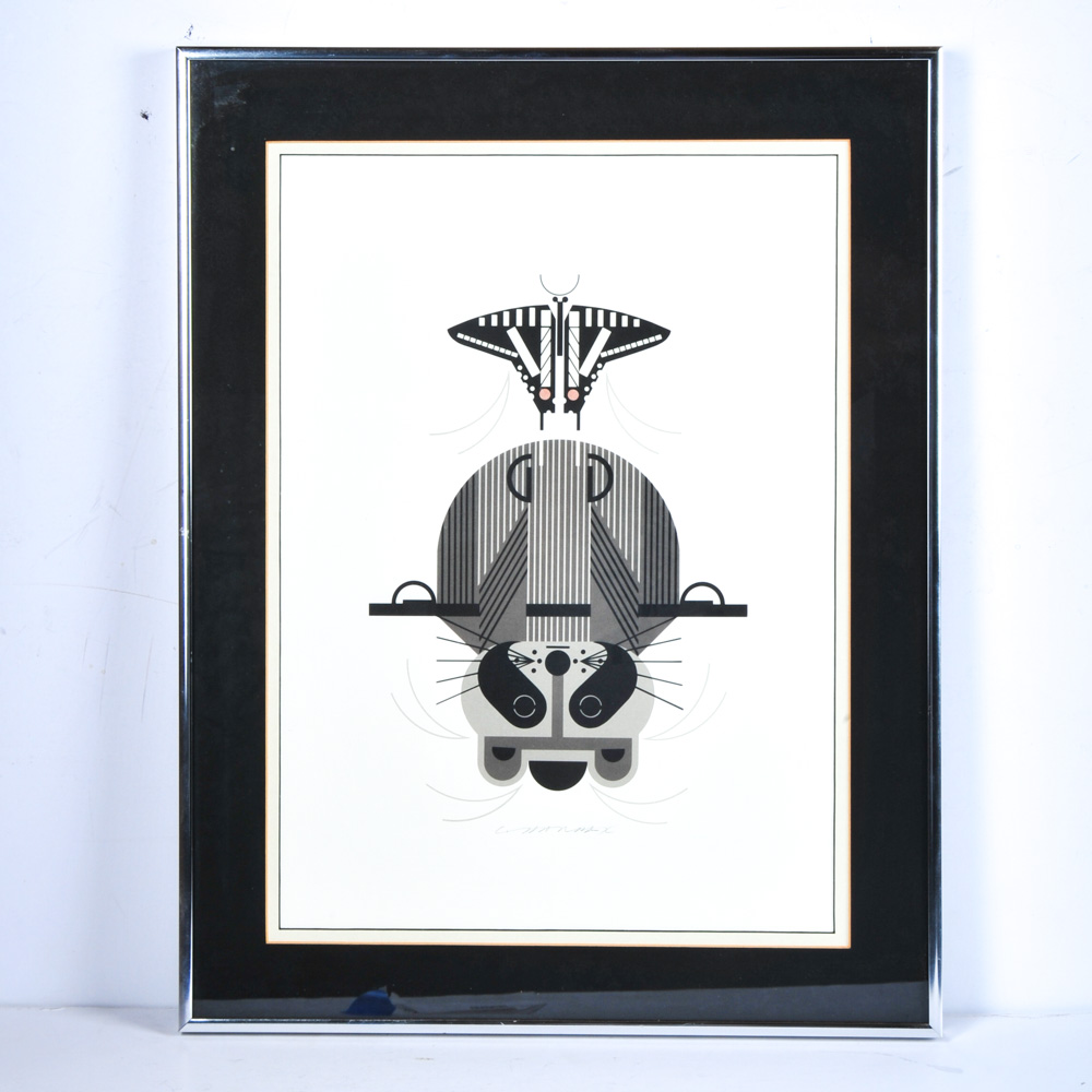 Charley Harper "Raccobat" Serigraph