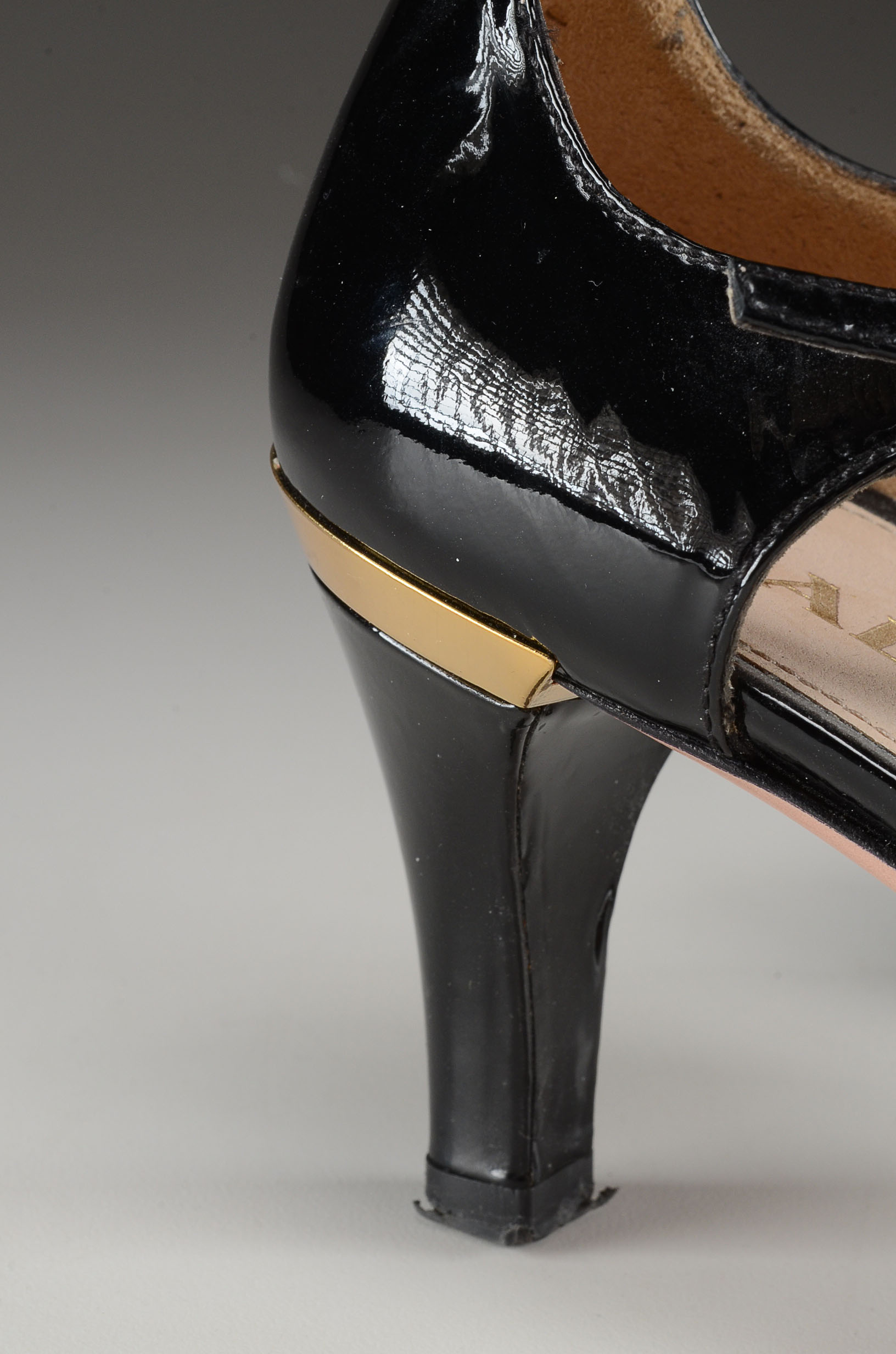 Prada Designer Open Toe Black Patent Leather Strappy Dress Sandals