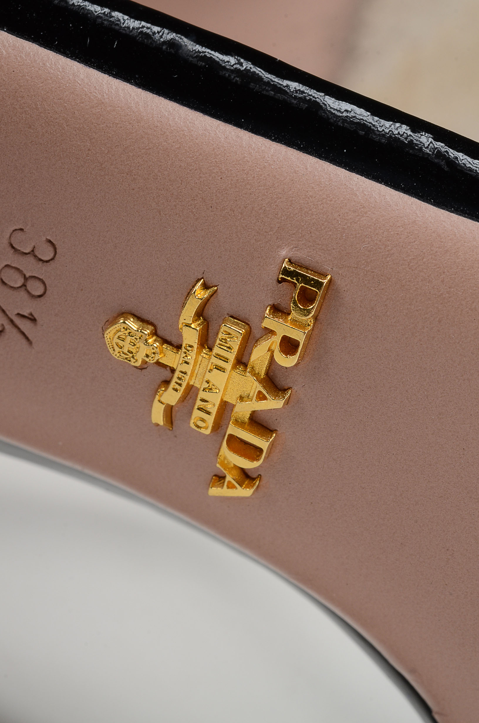 Prada Designer Open Toe Black Patent Leather Strappy Dress Sandals