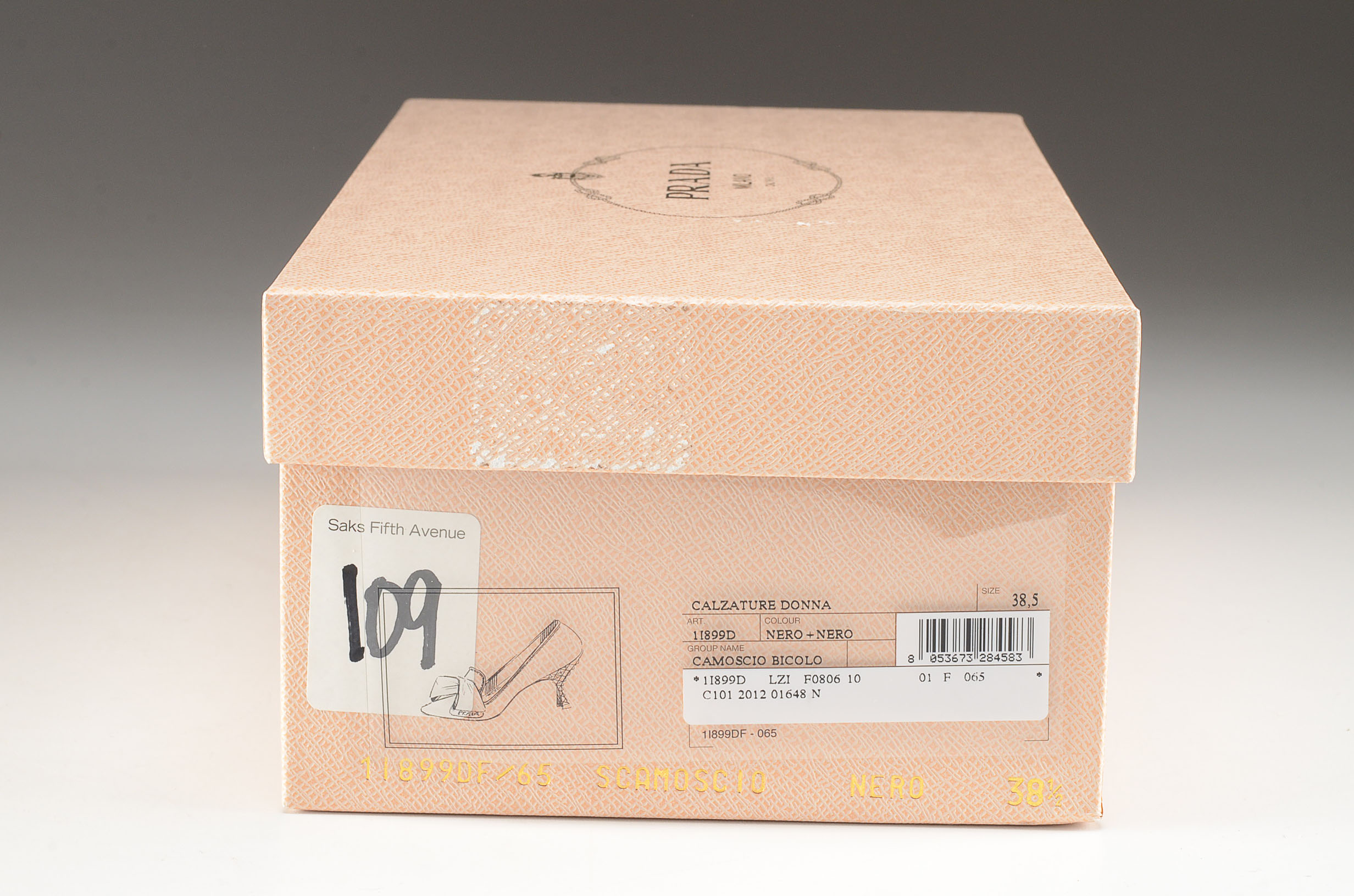 Pair of Prada Black Suede and Leather Kitten Heels with Bow