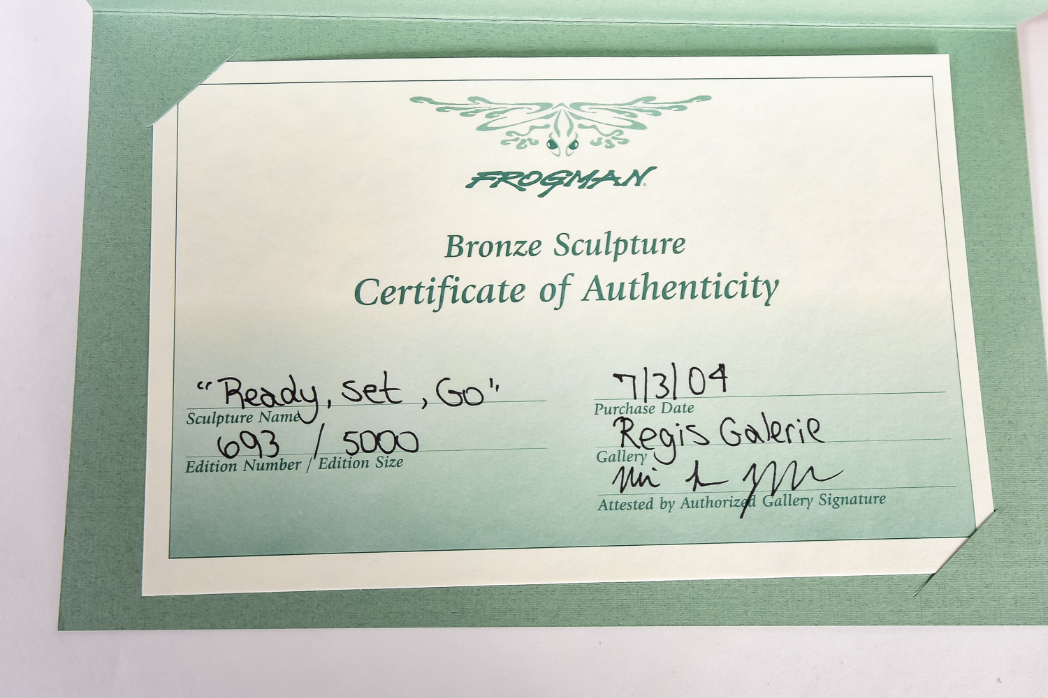 Limited Edition "Ready, Set, Go" Bronze Frog Wall Sculpture by Tim Cotterill from "Frogman"