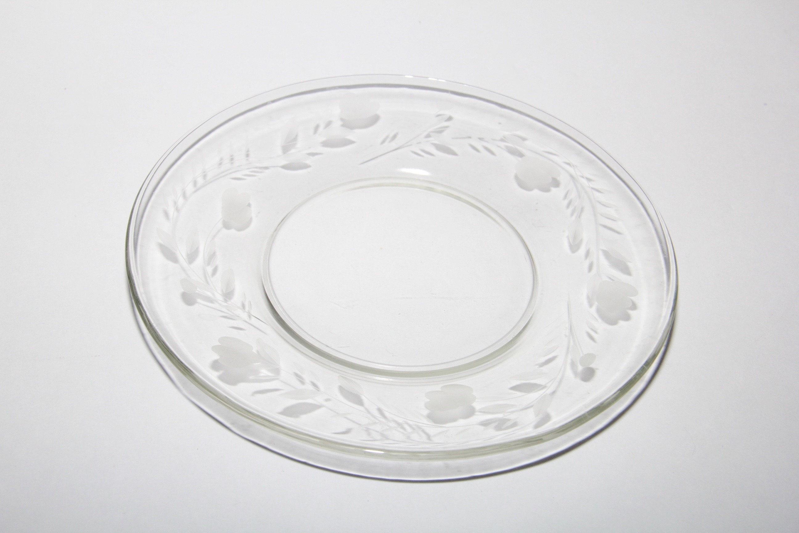 Set of Etched Glass Salad Plates