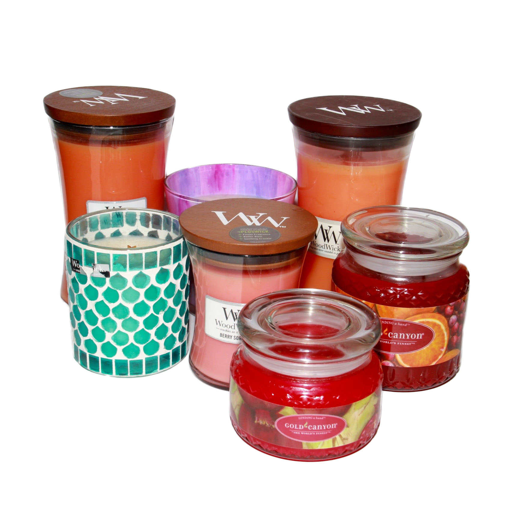 Grouping of WoodWick and Gold Canyon Candles