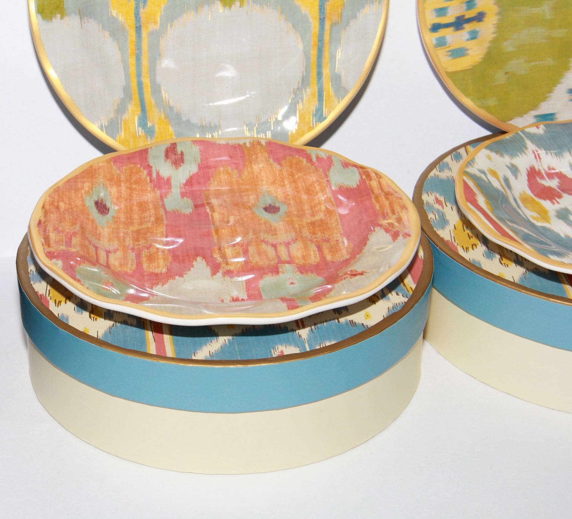 Set of Pottery Barn Ikat Plates