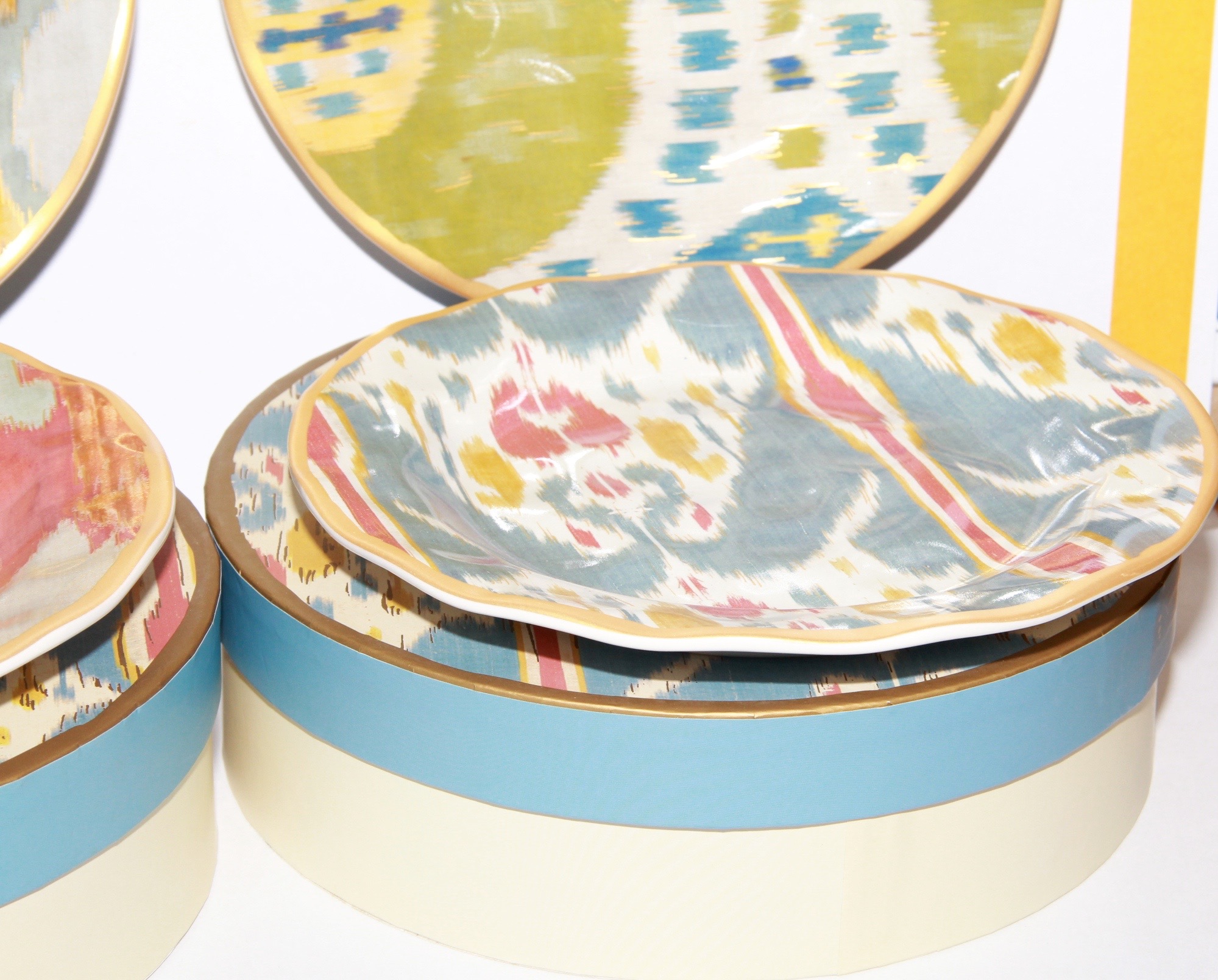 Set of Pottery Barn Ikat Plates