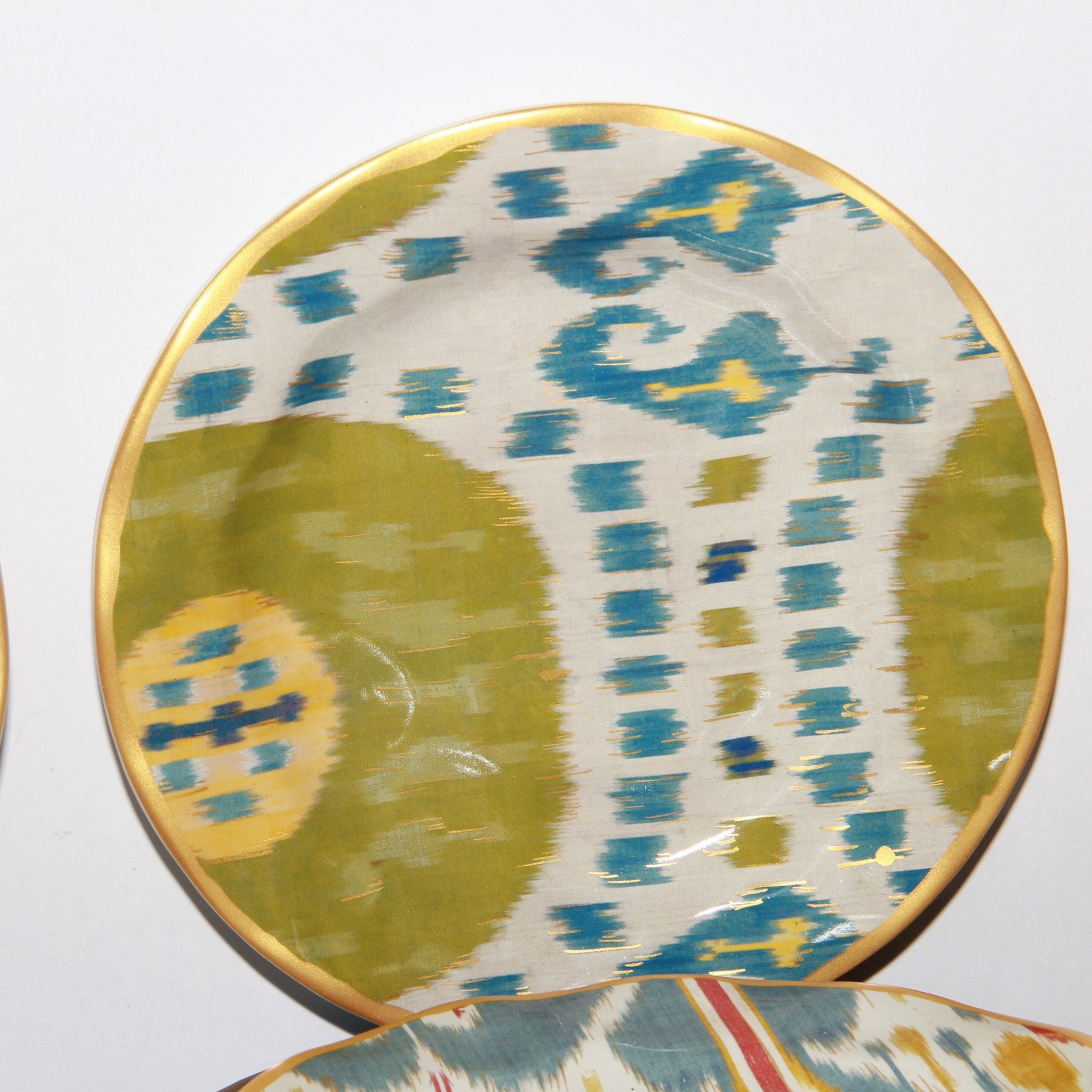 Set of Pottery Barn Ikat Plates