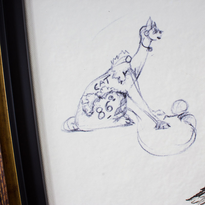 "Edison" Nanimals Cat Statue Concept Sketch Litho on Canvas by Nano Lopez