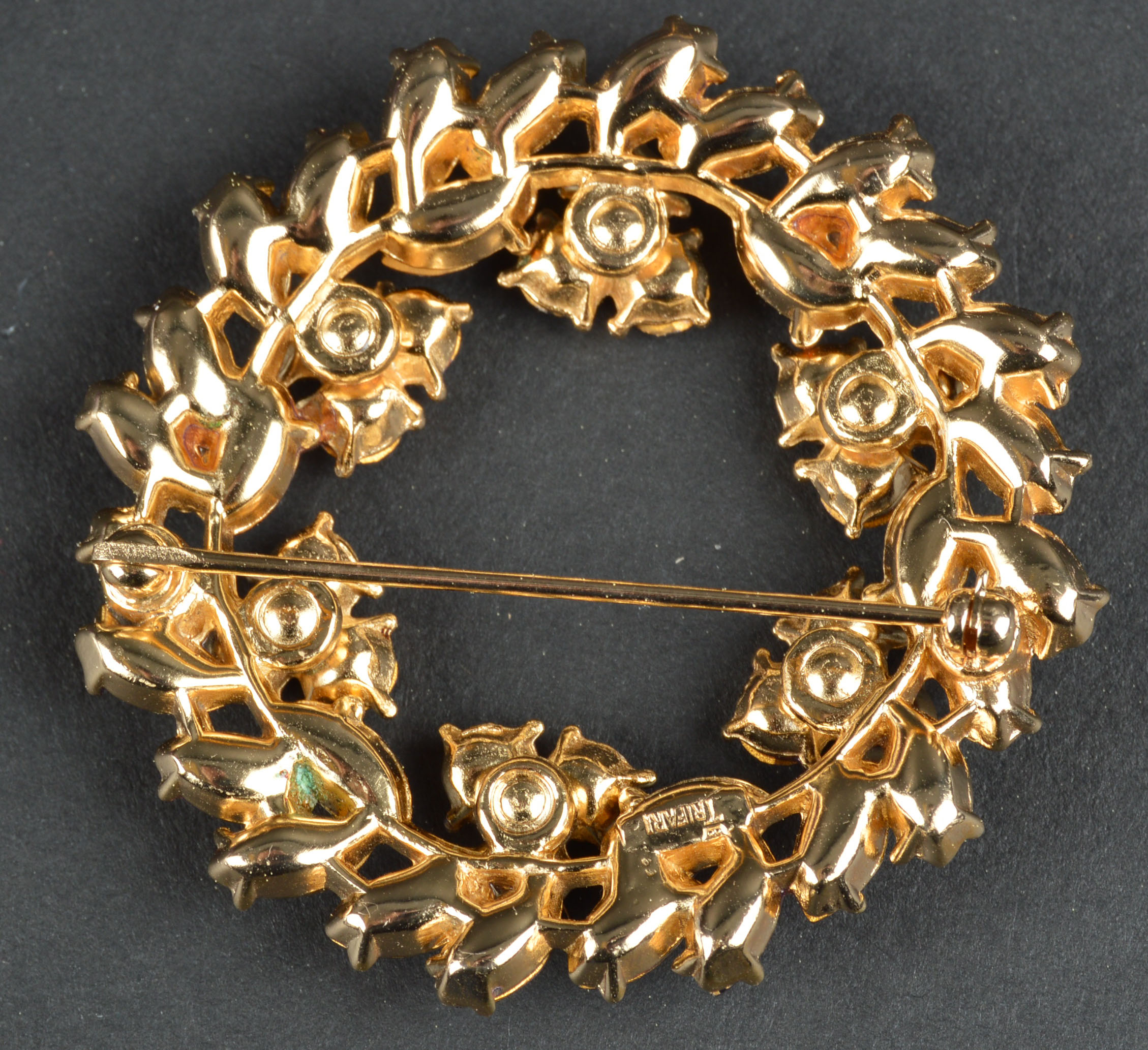 Vintage Trifari Costume Jewelry Brooch and Earrings