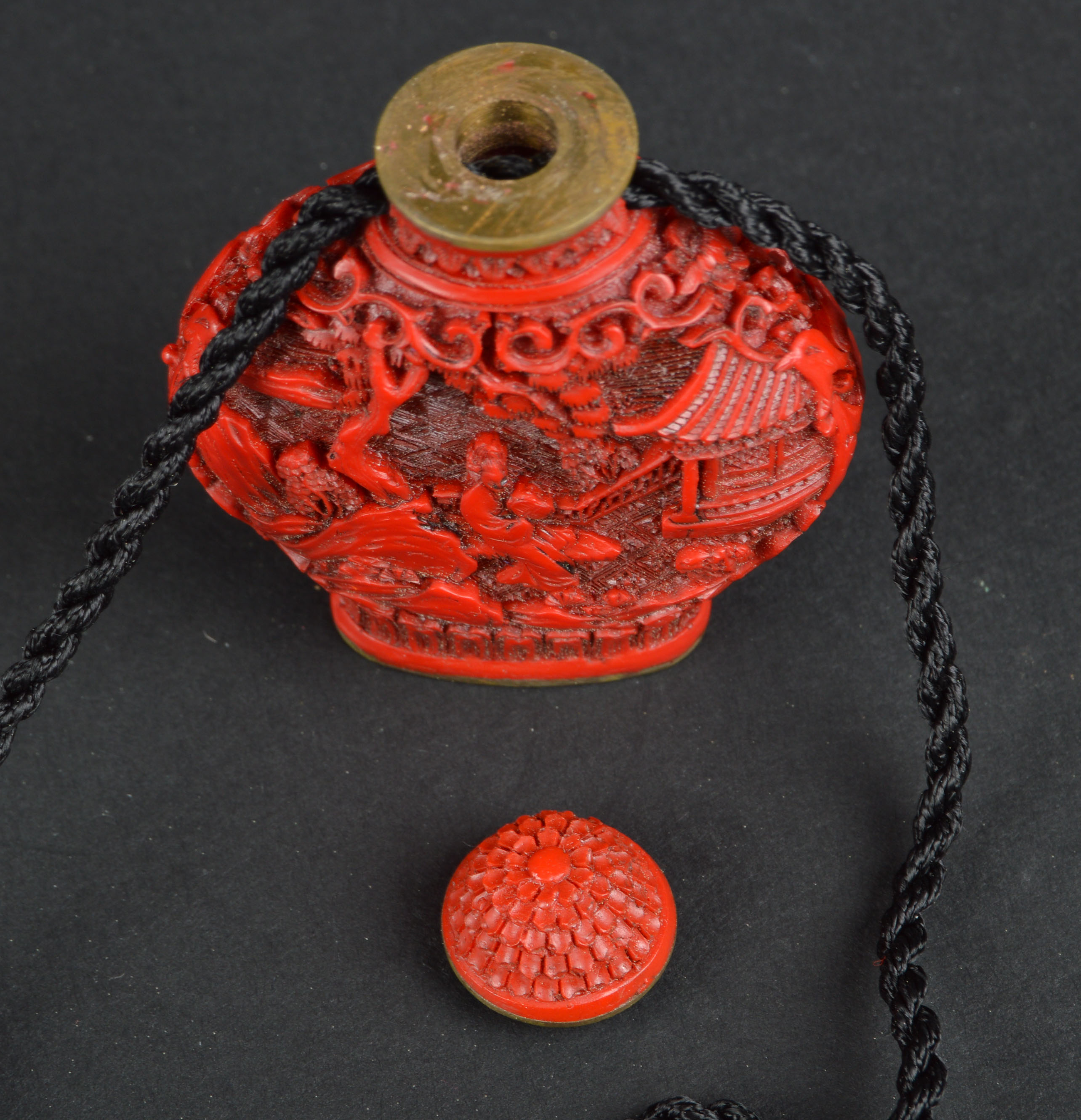 Les Bernard Asian Themed Red Acrylic Necklace