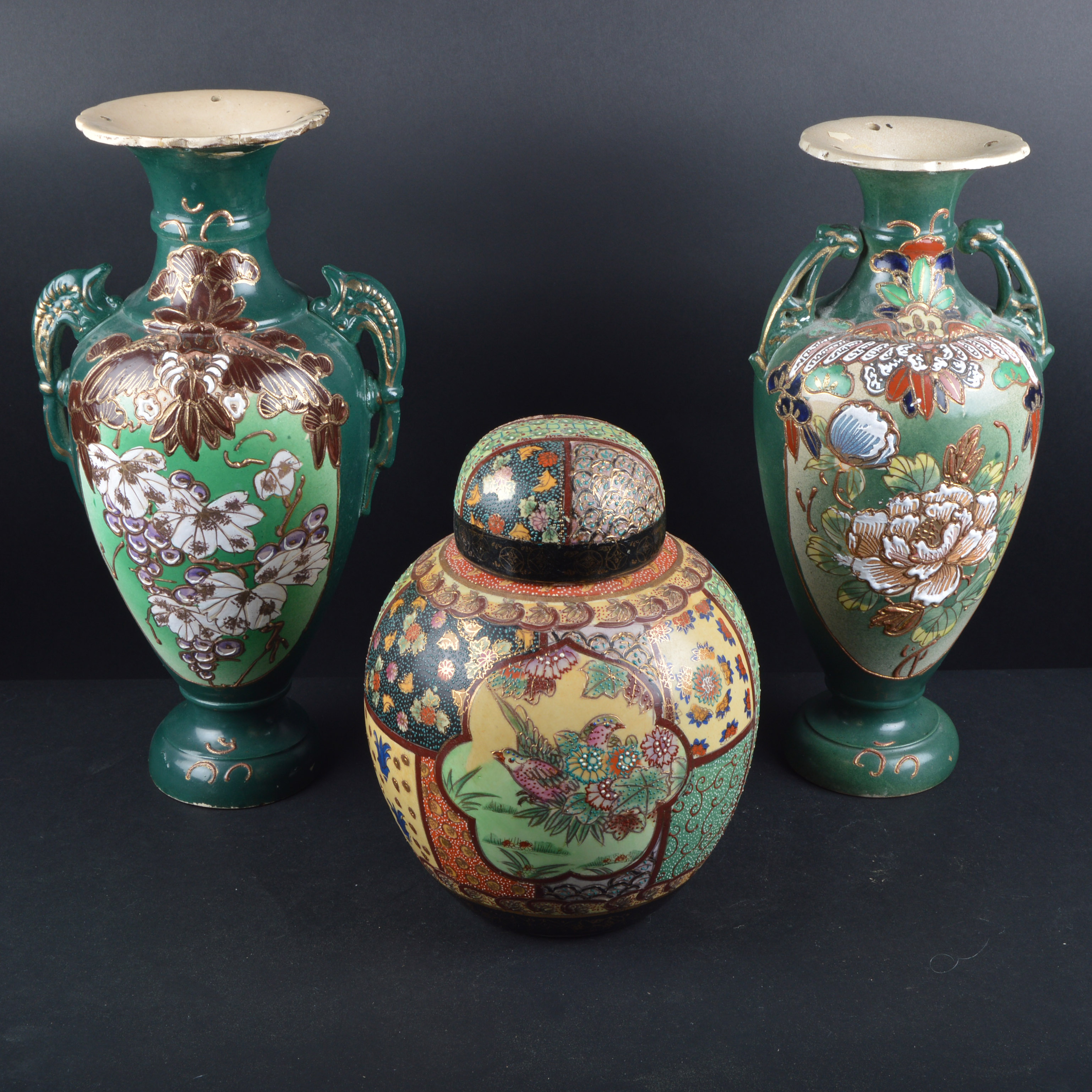 Set of 3 Asian Inspired Urns and Vases