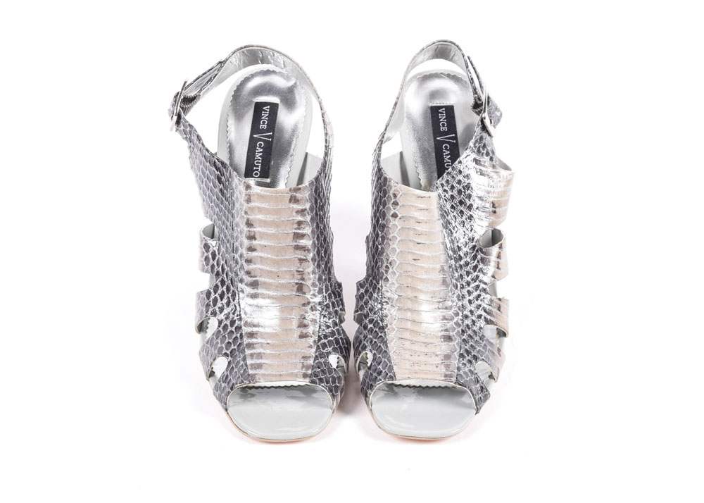 Vince Camuto Embossed Reptile Skin Leather Gladiator Heels