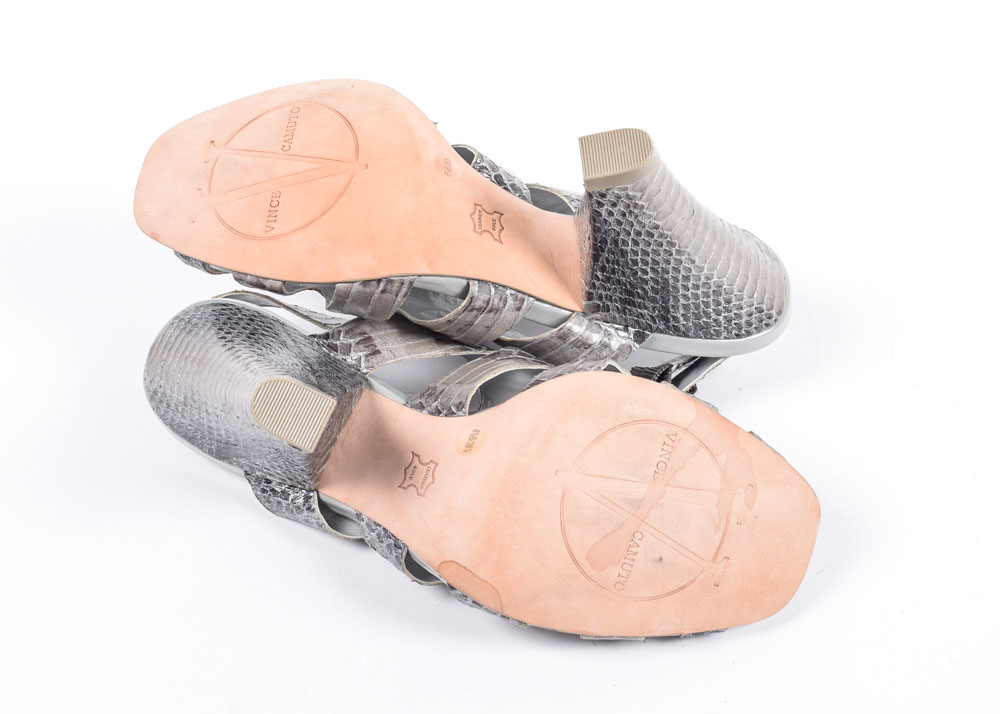 Vince Camuto Embossed Reptile Skin Leather Gladiator Heels