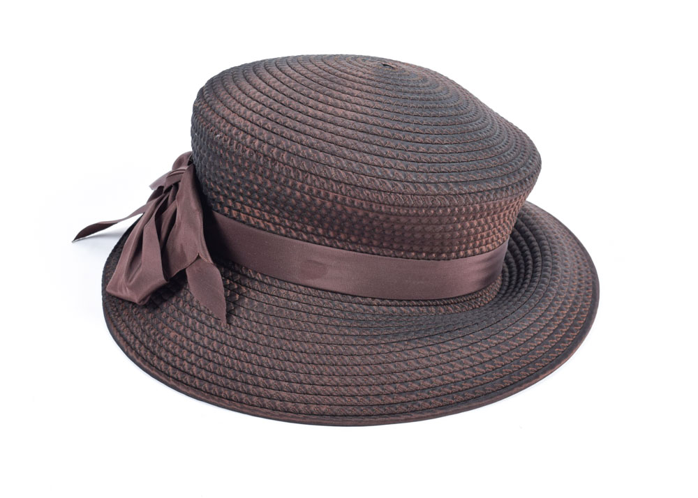 Frank Olive for Neiman Marcus Chocolate Brown Textured Hat with Bow