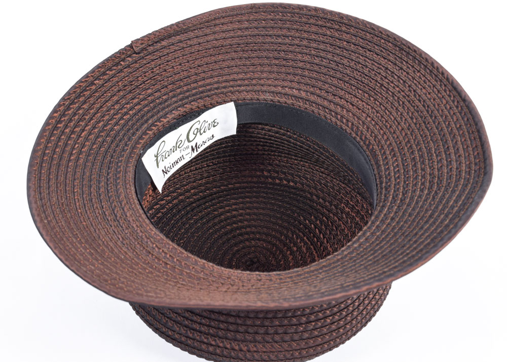 Frank Olive for Neiman Marcus Chocolate Brown Textured Hat with Bow