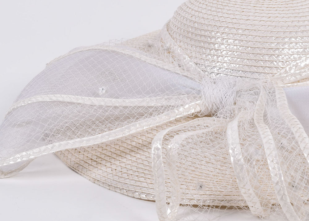 Vintage Don Anderson Wide Brim Cellophane Hat with Bow