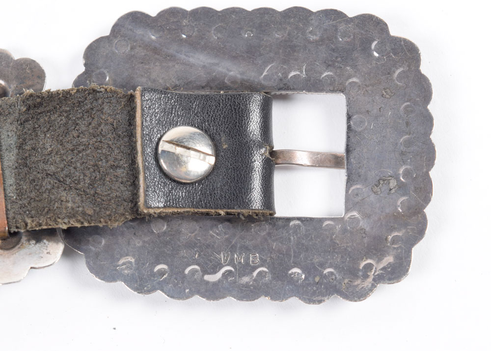 Vintage Victor Moses Begay Signed Native American Navajo Silver and Turquoise Concho Leather Belt