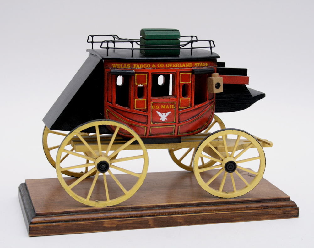 Oscar M. Cortes Wells Fargo Wooden Mounted Stagecoach Model