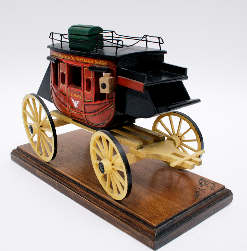 Oscar M. Cortes Wells Fargo Wooden Mounted Stagecoach Model