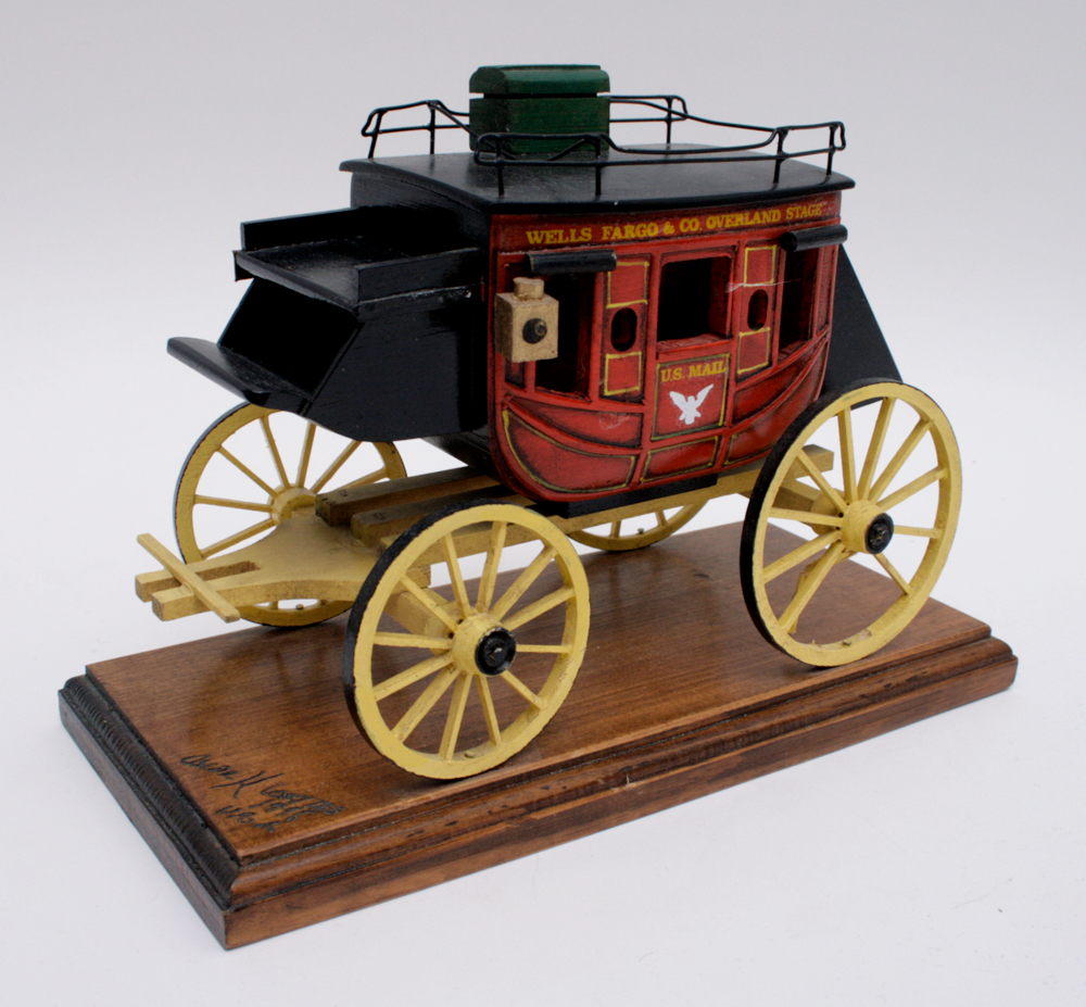 Oscar M. Cortes Wells Fargo Wooden Mounted Stagecoach Model