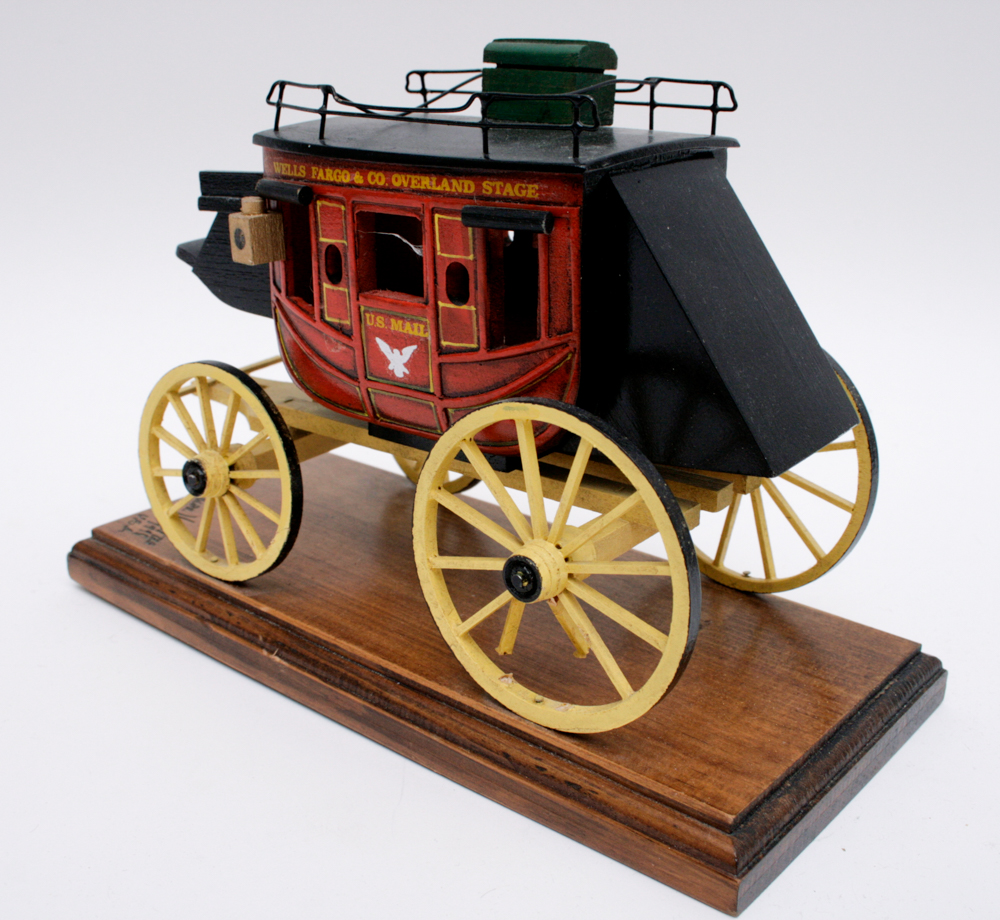 Oscar M. Cortes Wells Fargo Wooden Mounted Stagecoach Model