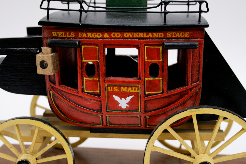 Oscar M. Cortes Wells Fargo Wooden Mounted Stagecoach Model