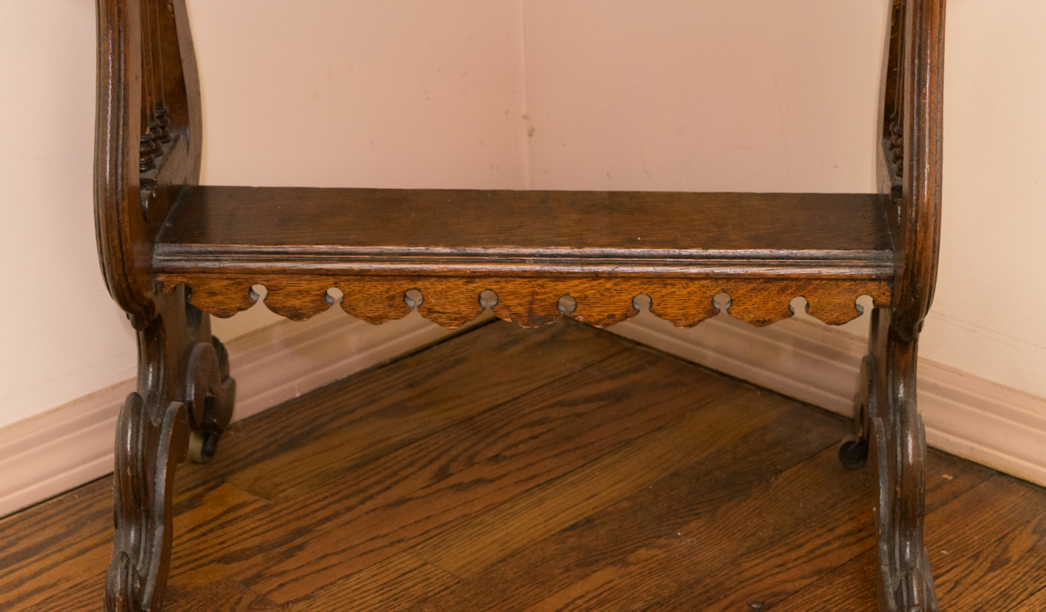 Oak Duncan Phyfe Lyre Sewing Chest Circa 1890's