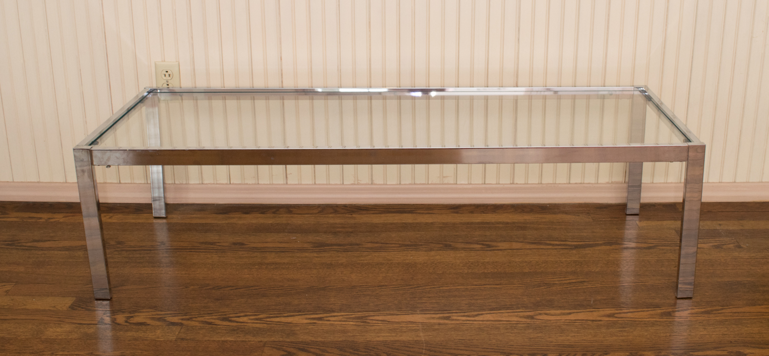 Contemporary Chrome and Glass Coffee Table