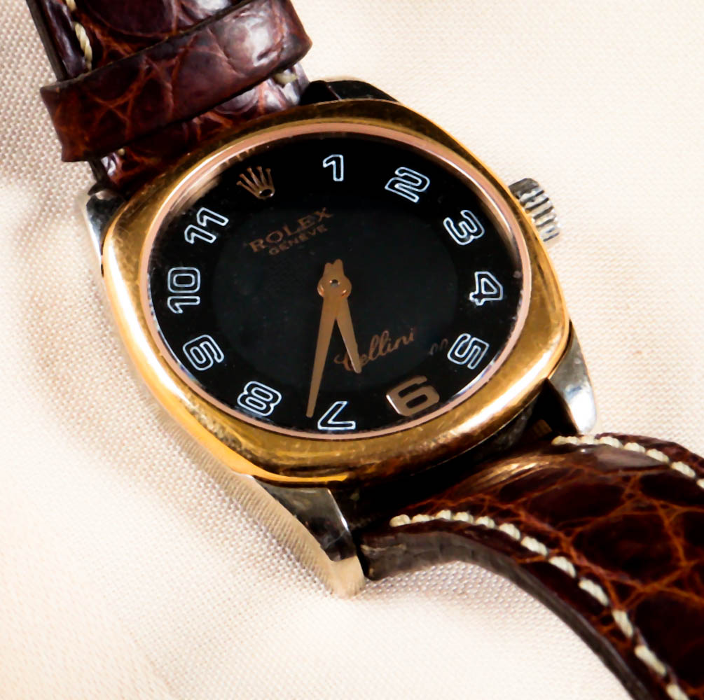 Ladies Cellini Rolex Watch 18k Rose and White Gold with a Crocodile Wristband