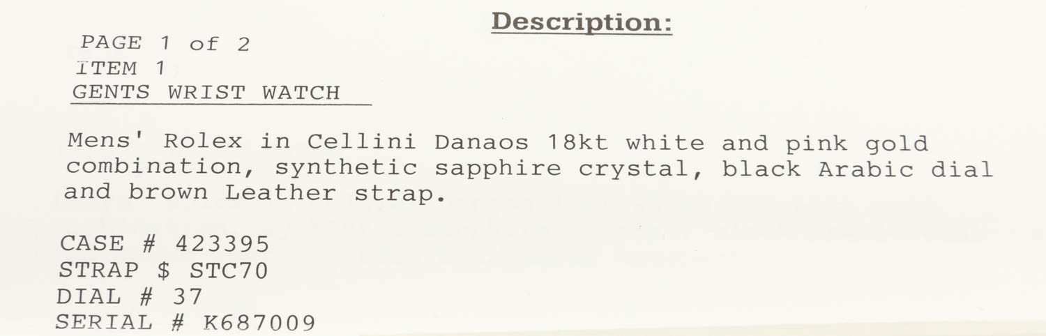 Men's Cellini Rolex Watch 18k Rose and White Gold with a Crocodile Wristband