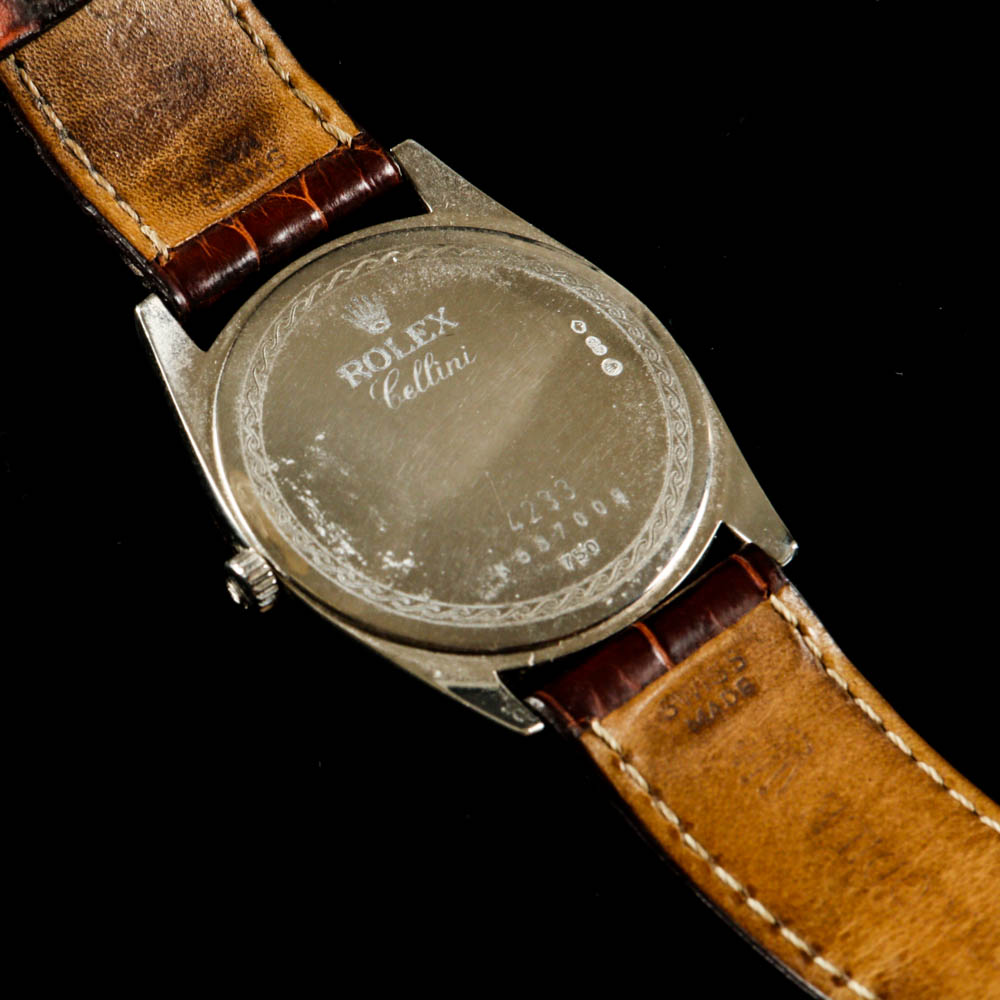 Men's Cellini Rolex Watch 18k Rose and White Gold with a Crocodile Wristband