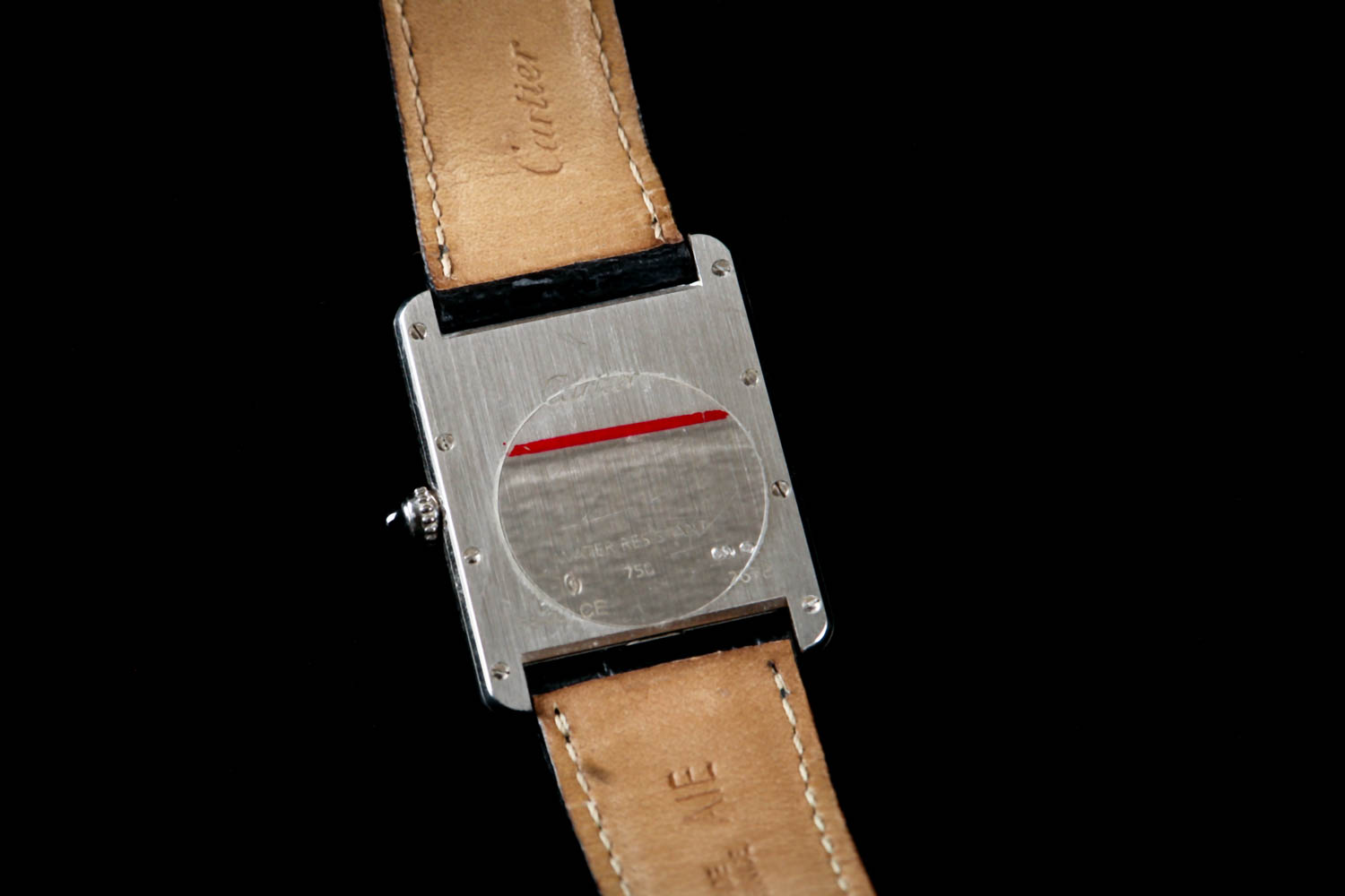 Cartier Classic Tank Watch 18k White Gold with Alligator Wristband