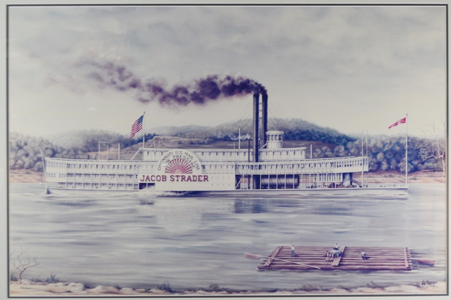 Jacob Strader Cincinnati Steamboat Photograph of Oil Painting
