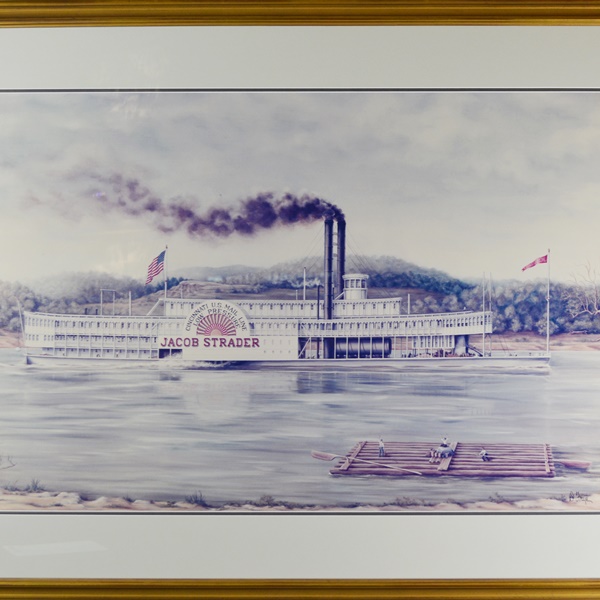 Jacob Strader Cincinnati Steamboat Photograph of Oil Painting