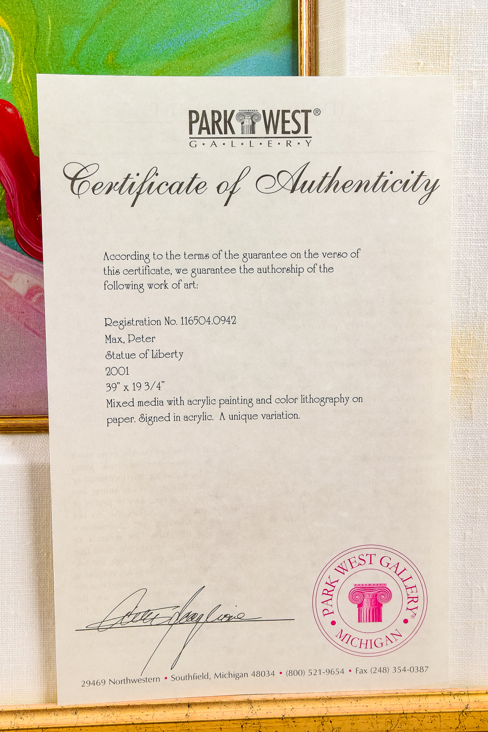 Peter Max "Statue of Liberty" Mixed Media