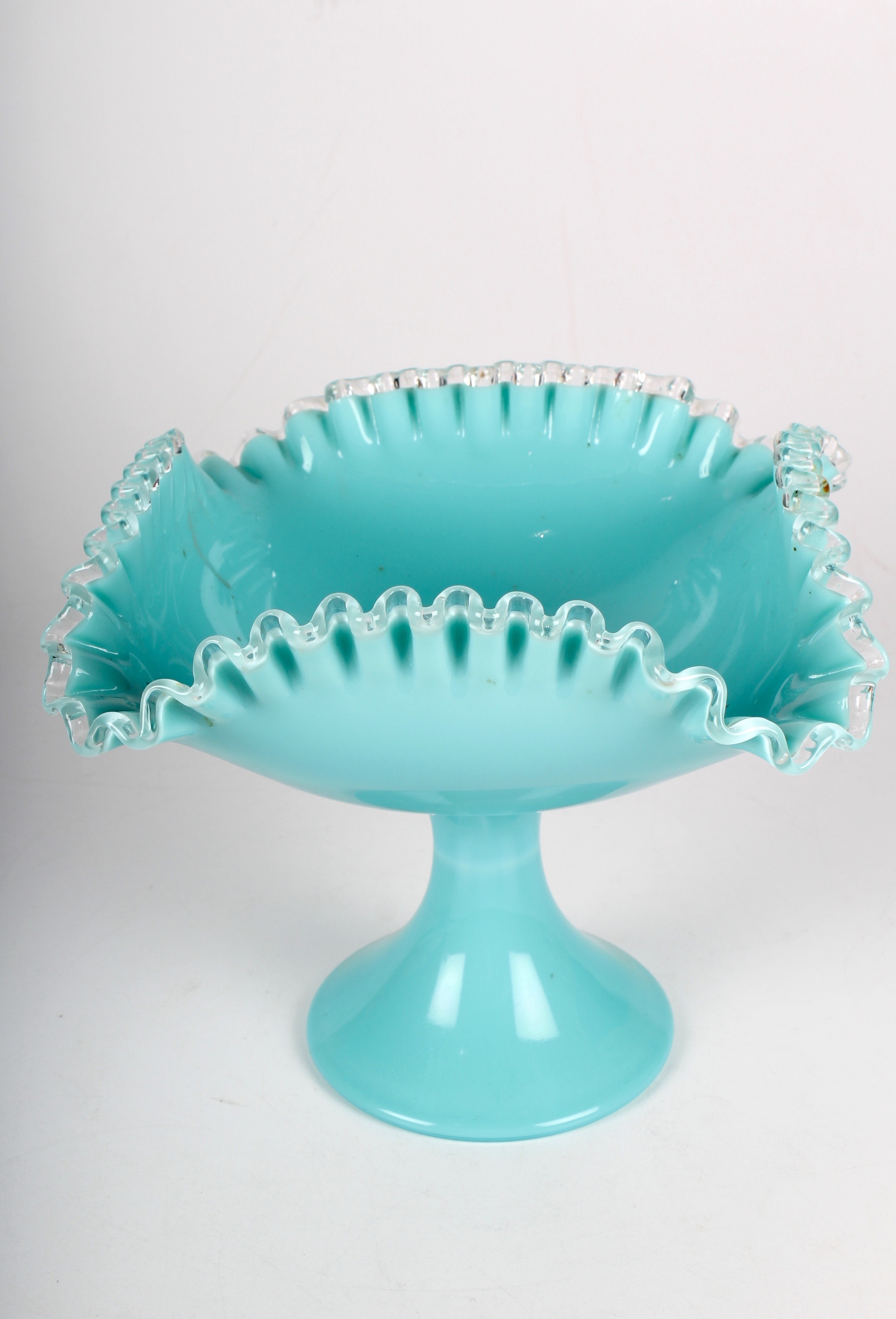 Vintage Fenton Glass Pedestal Dish and Candy Dish