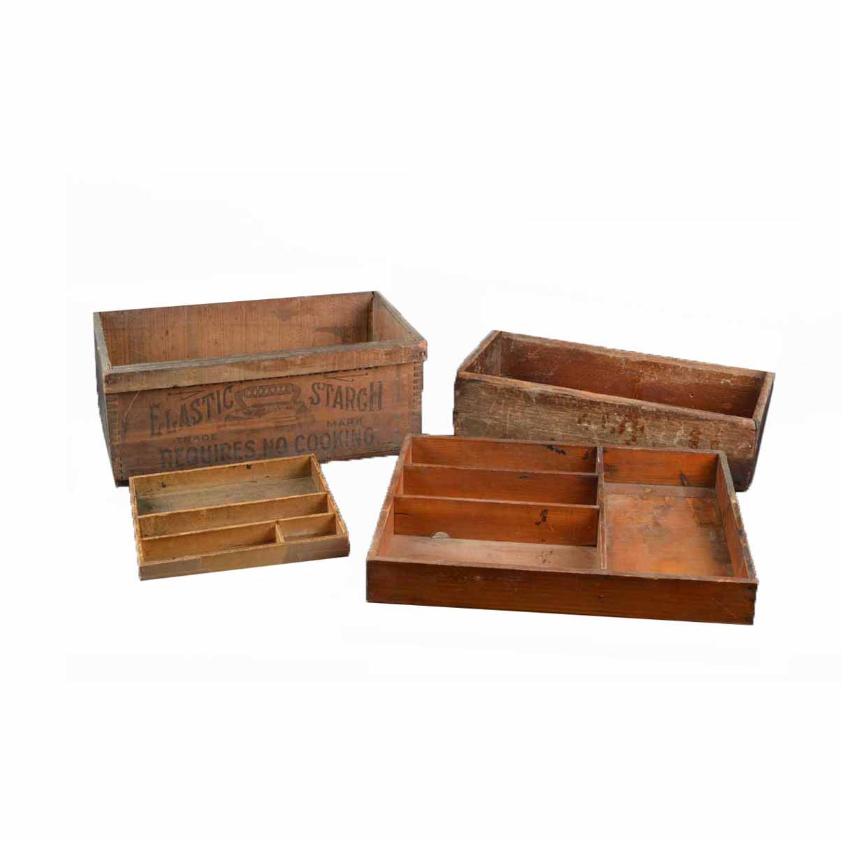 Set of Antique Wood Boxes