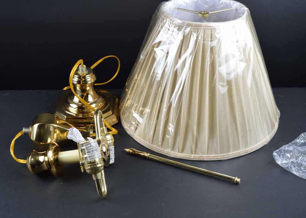 Brass Finish Table Lamp with Shade