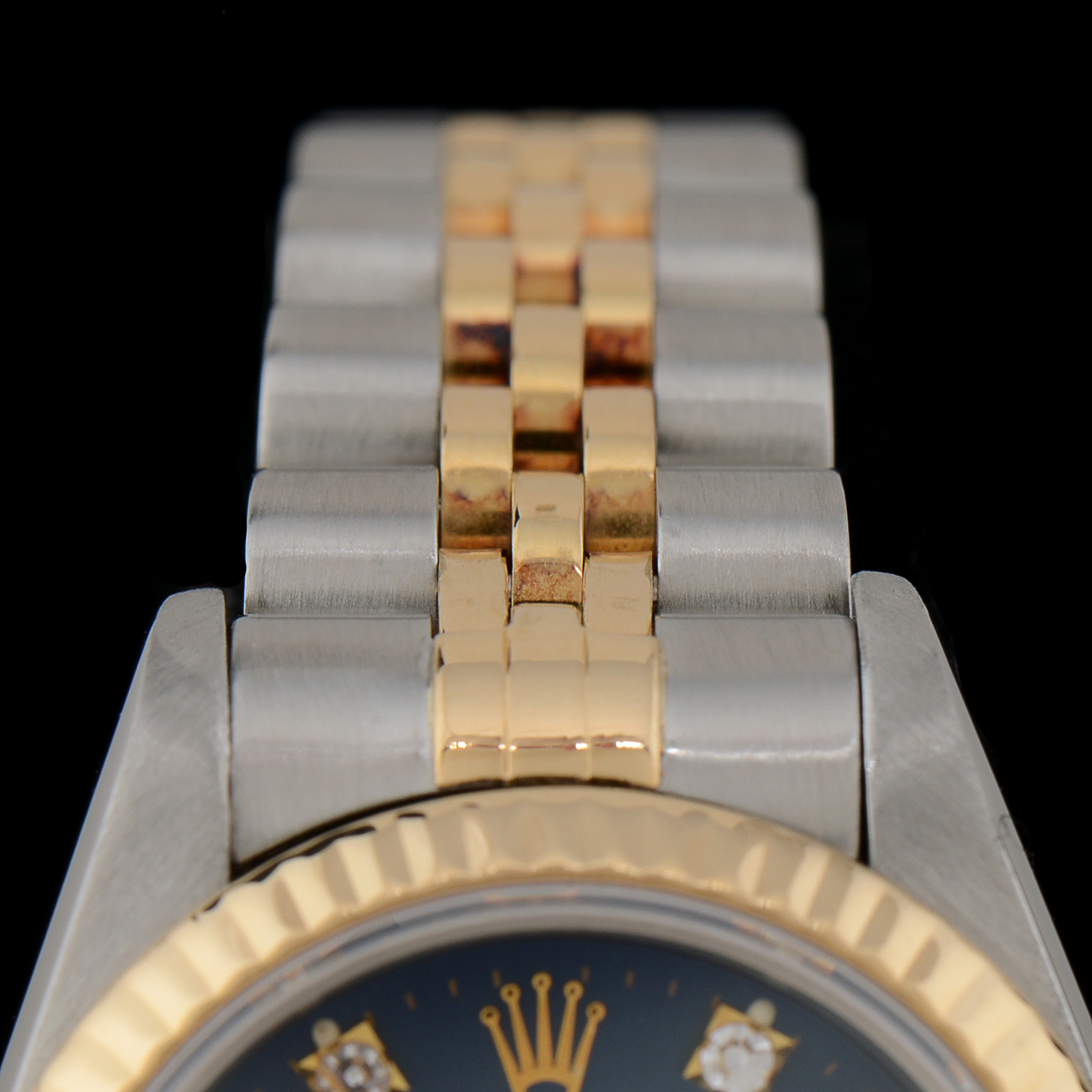 Women's Rolex Datejust 18K Gold and Steel Blue Diamond Dial Watch